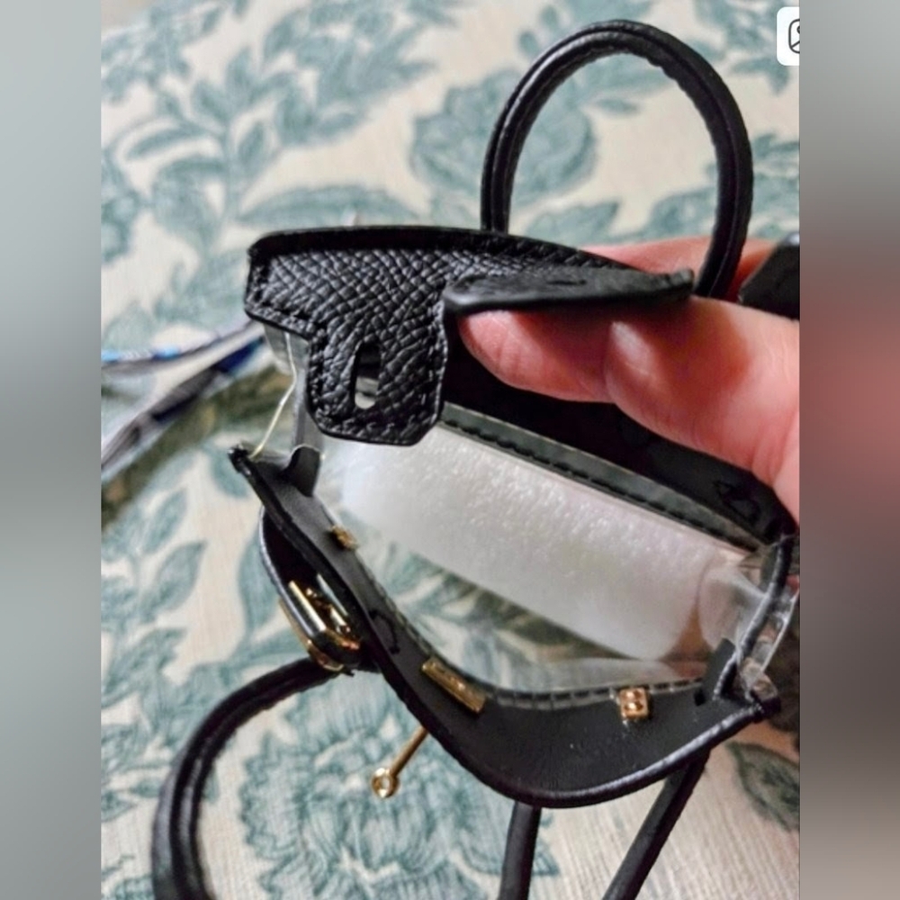 NWoT 👜 TINY PURSE Bag Charm 👜Black Vegan Leather & Clear PVC 🎁 Adorable Gift - Picture 4 of 6